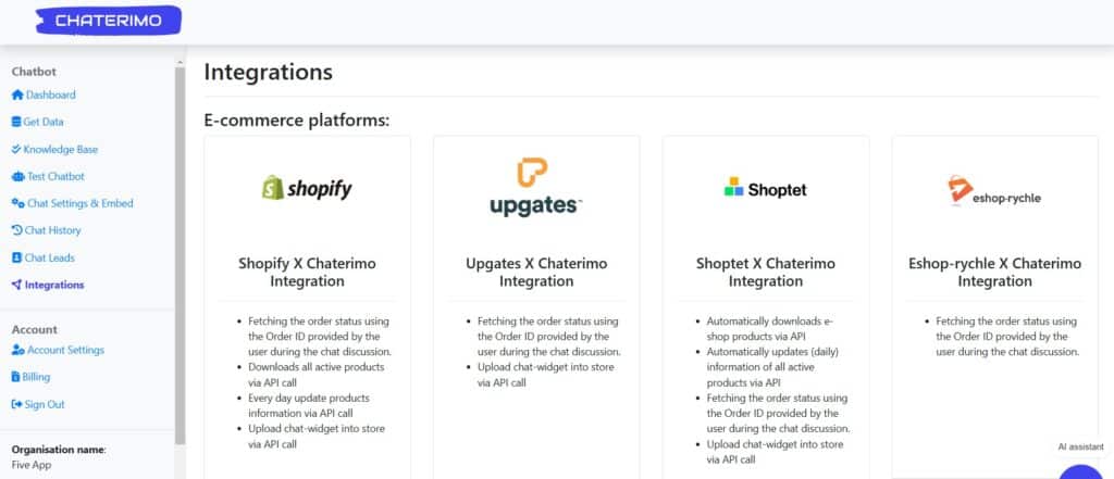 Chaterimo-AI-App-Integrations