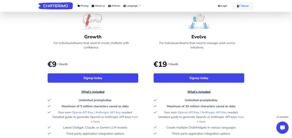 Chaterimo-AI-App-Pricing