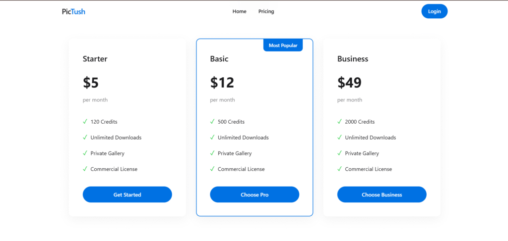 Pictush ai app pricing