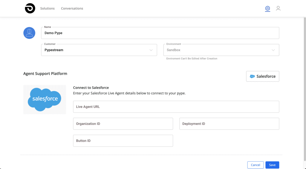 Pypestream-AI-App-Salesforce-Connections