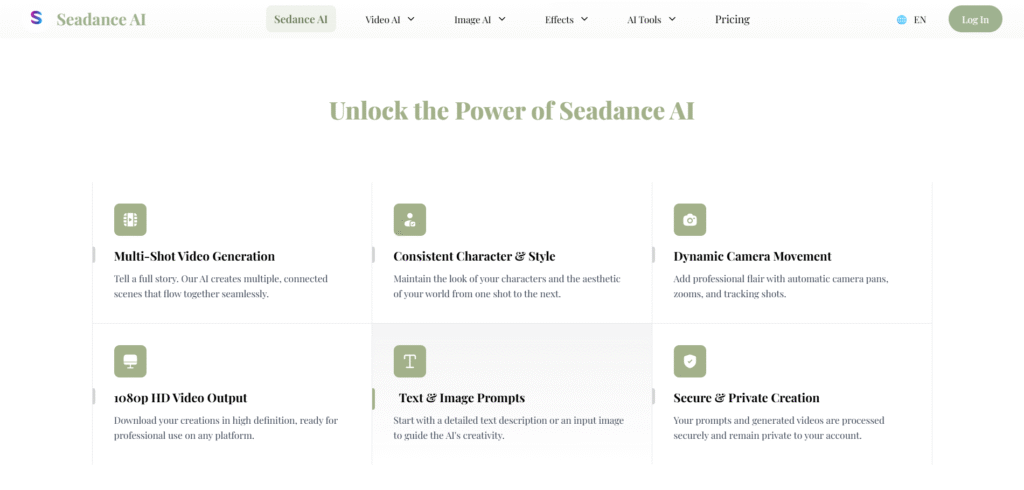 Seedance AI App features