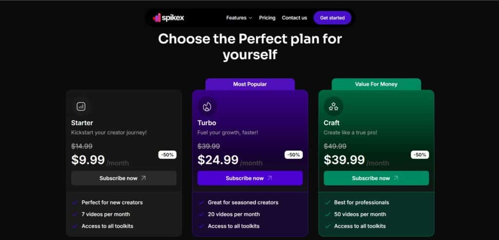 Spikex-AI-App-Pricing