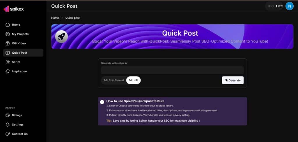 Spikex-AI-App-Quick-Post
