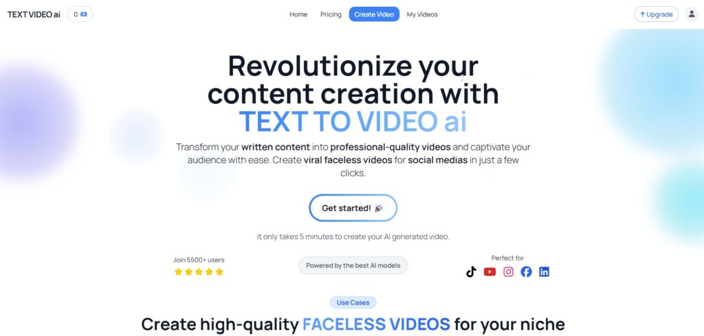 TEXT-VIDEO-ai-App-Homepage