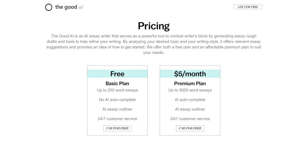 The Good AI app pricing