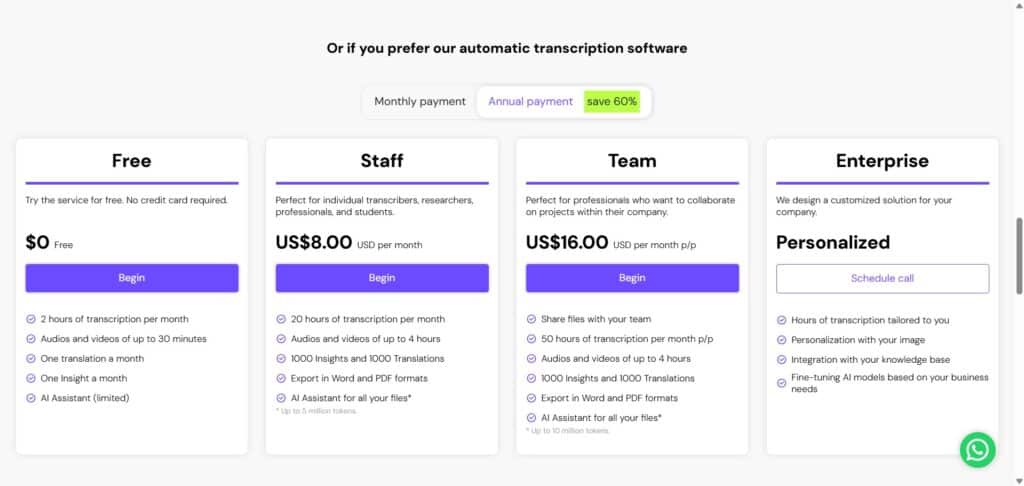 Transcripcion-AI-app-Pricing