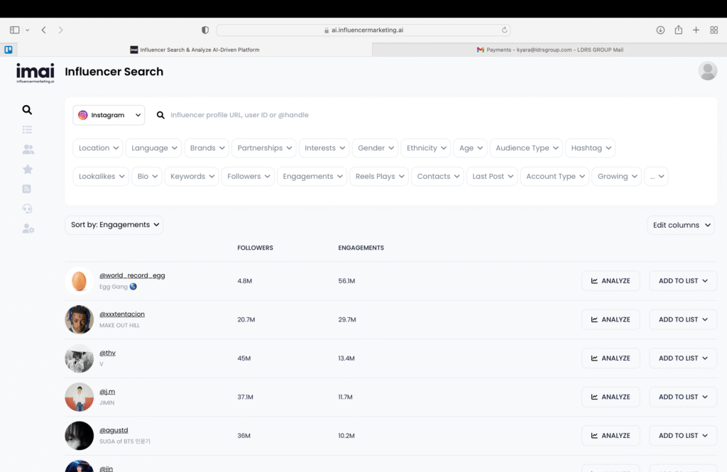 AI Influencer Marketing Influencer Search