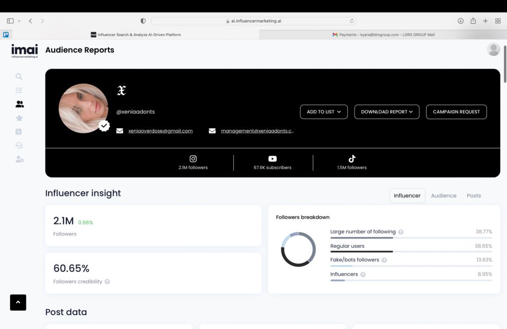 AI Influencer Marketing Influencer audience reports