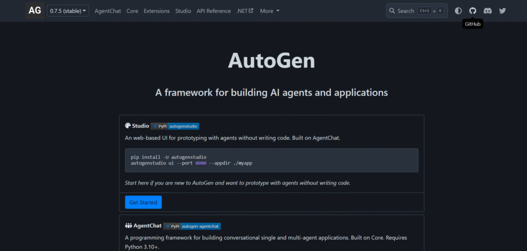 Autogen AI app Homepage
