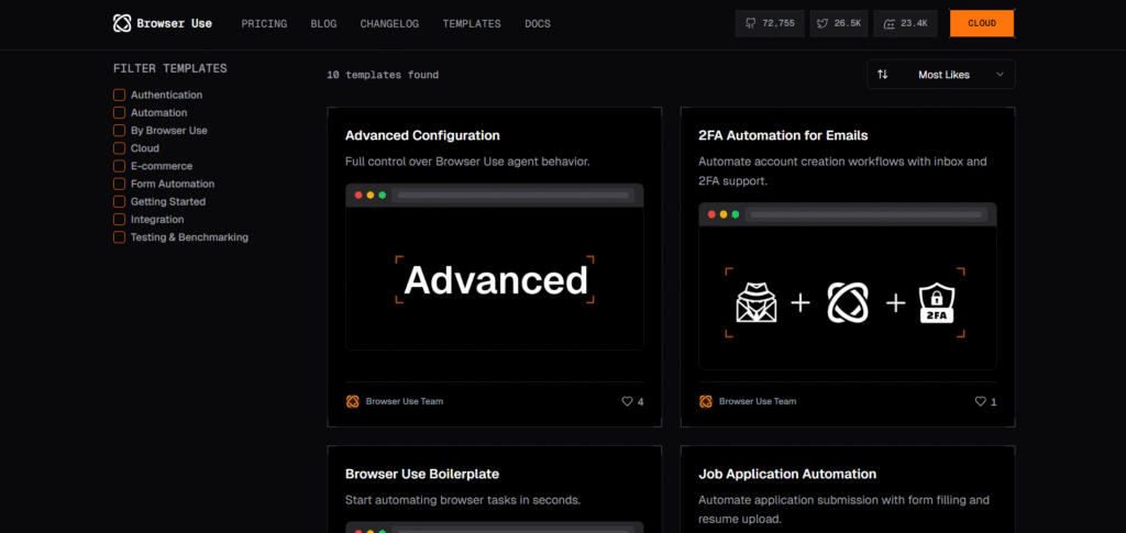 Browser Use AI App Templates