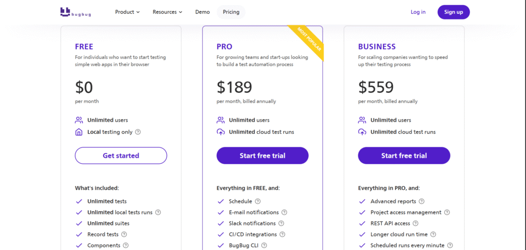 Bugbug AI App Pricing