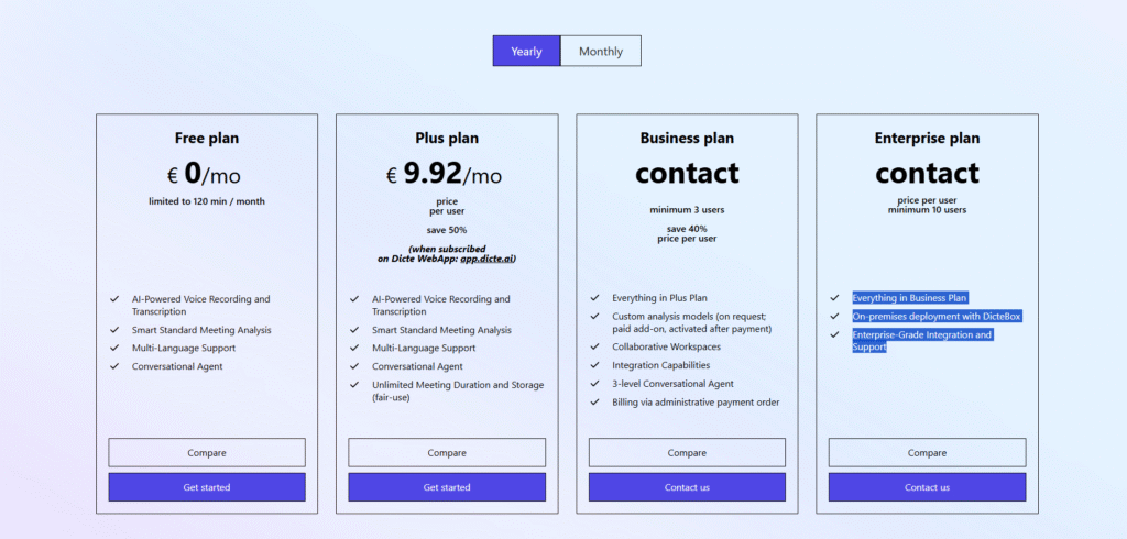 Dicte AI App Pricing