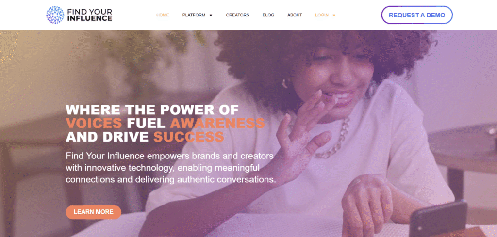 Find Your Influence ai app homepage
