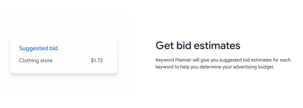 Google Keyword planner Price Estimator