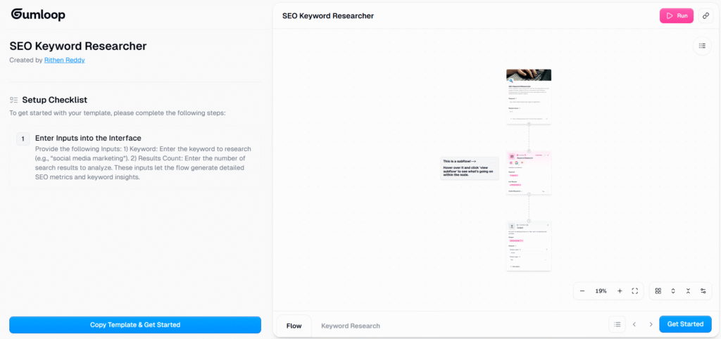 Gumloop ai app keyword researcher