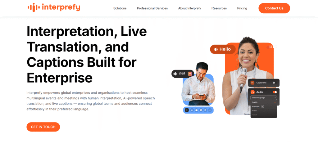 Interprefy AI App Homepage