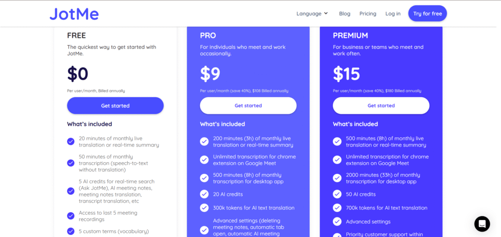 JotMe AI App Pricing