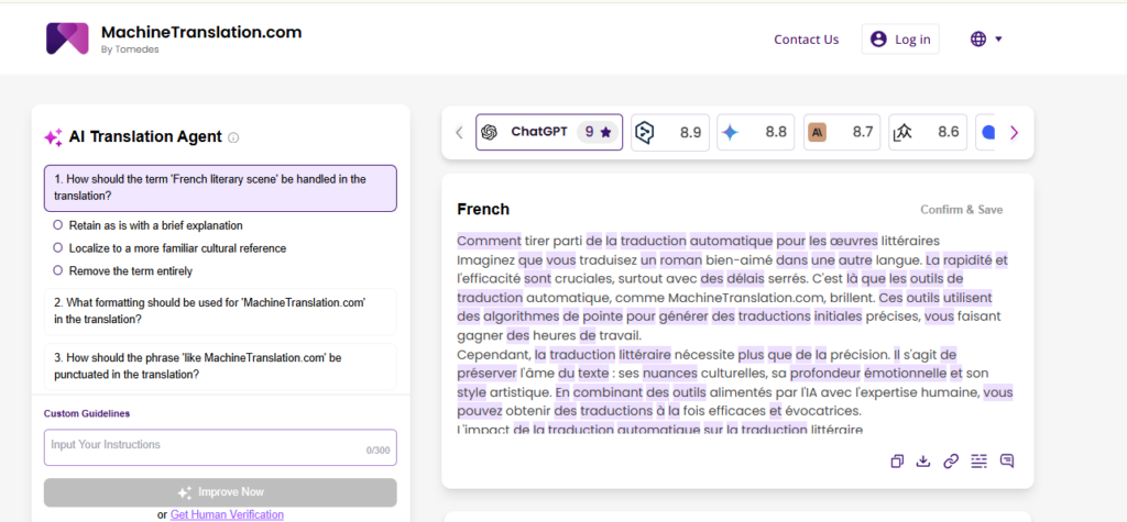 MachineTranslation.com result