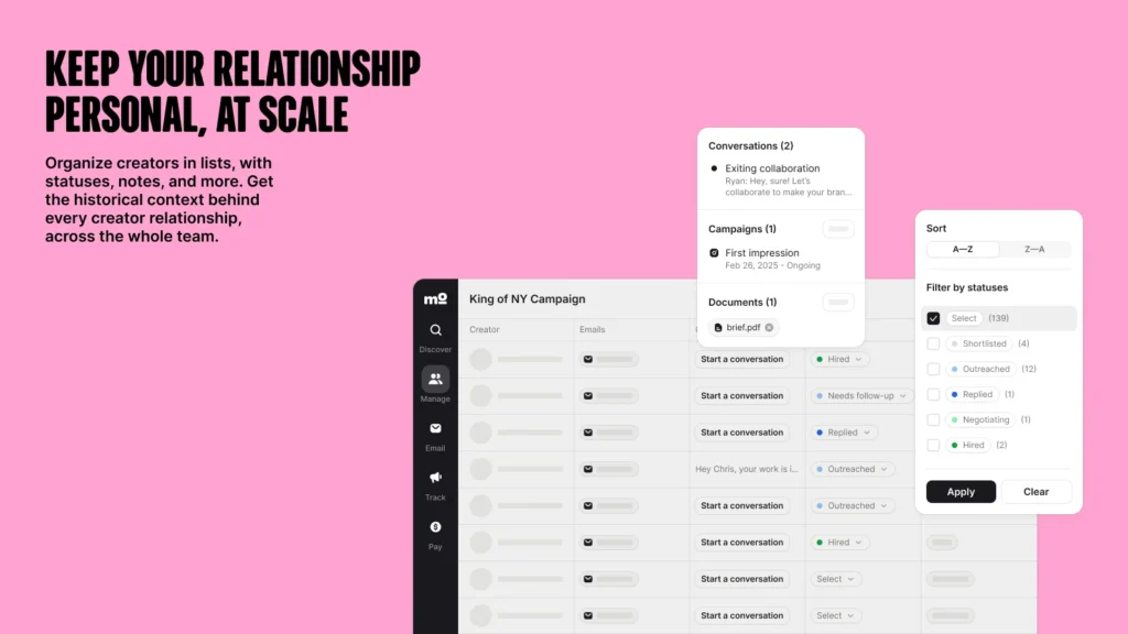 Modash ai app manage