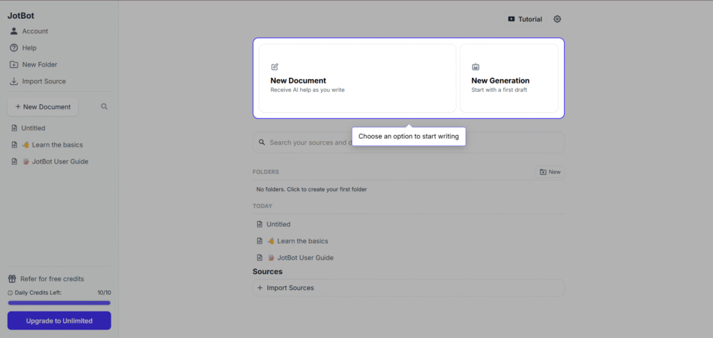 Myjotbot AI App Home