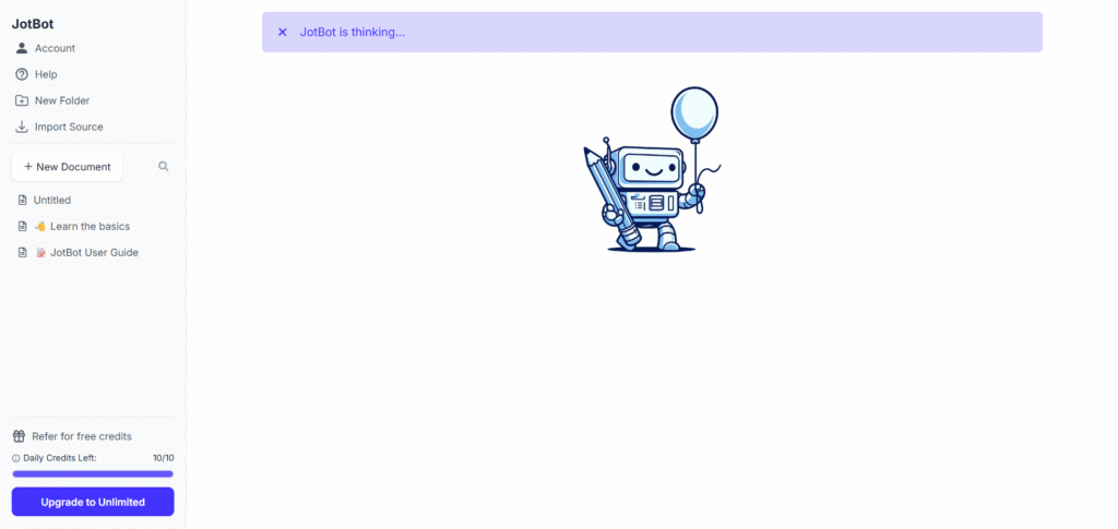 Myjotbot AI App Thinking