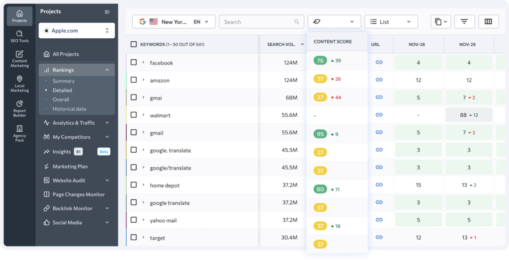 SE Ranking ai app projects