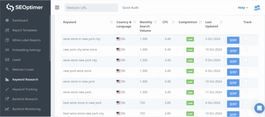 SEO Optimer ai app keyword research