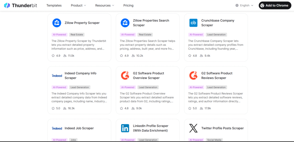 Thunderbit AI App Templates