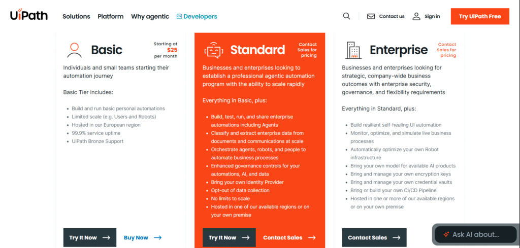 Uipath ai app pricing