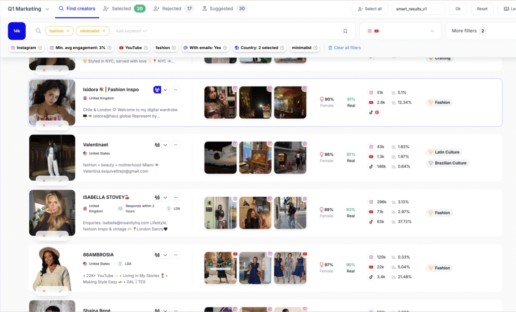 Upfluence AI app find creators