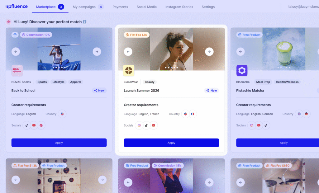 Upfluence ai app market place