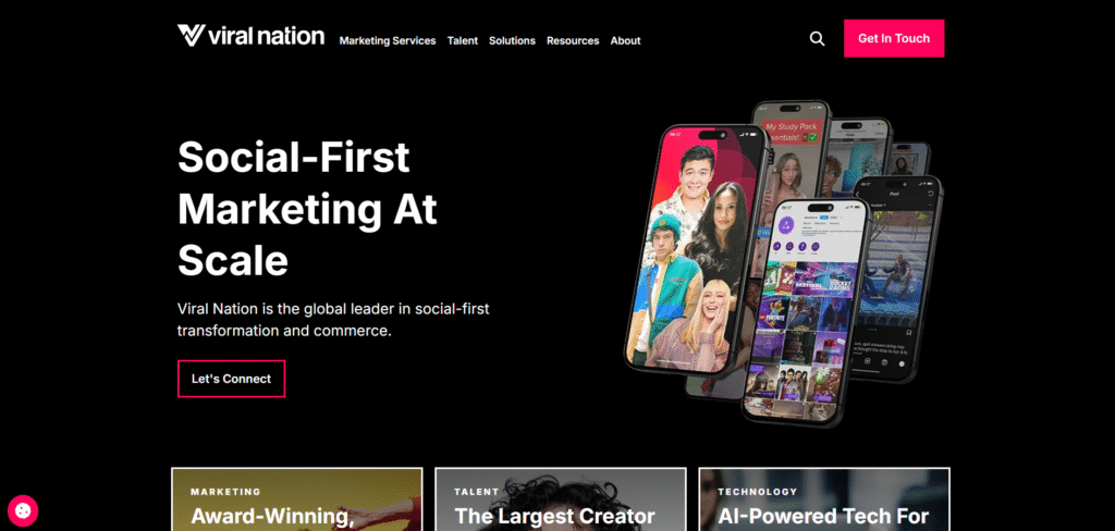 Viral Nation ai app homepage