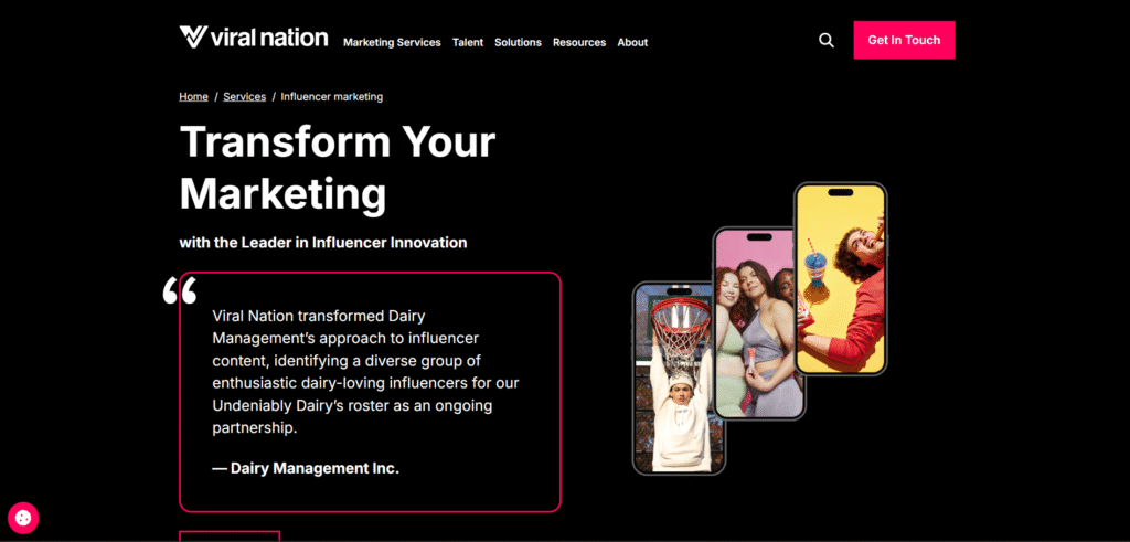 Viral Nation ai app influencer marketing