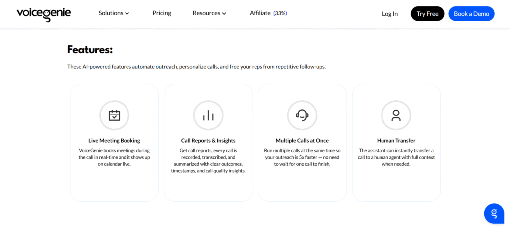 VoiceGenie AI App Feature