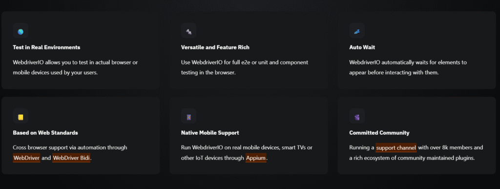 WebdriverIO ai app Features