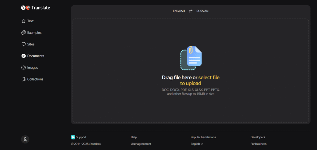 Yandex AI App Doc Translations