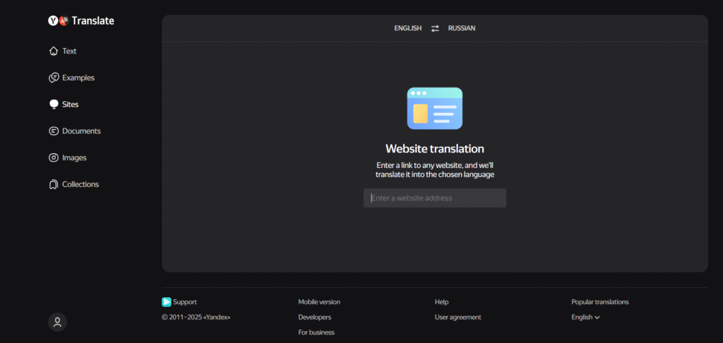 Yandex AI App site translations