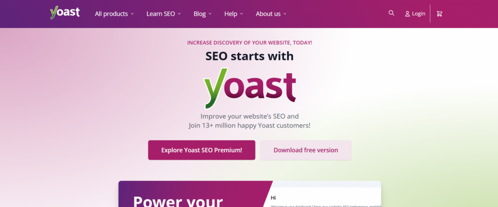 Yoast seo ai app homepage