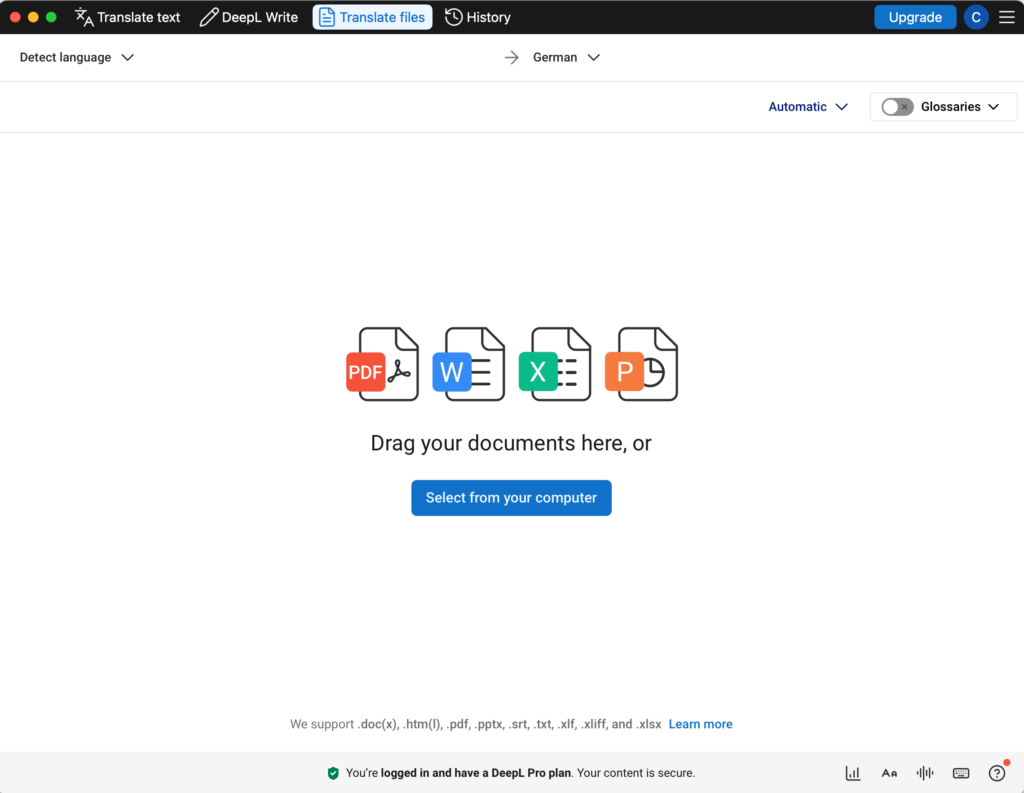 deepl ai app doc translations
