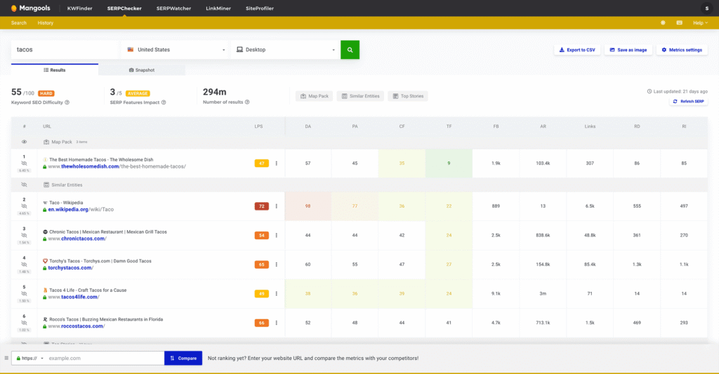 mangools ai app serp checker