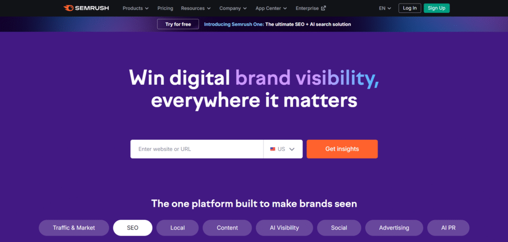 semrush ai app homepage