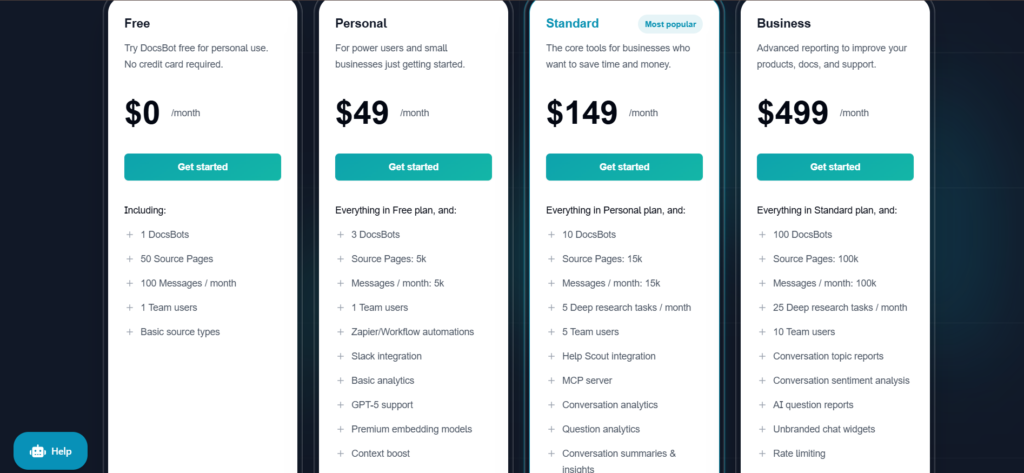 Docsbot AI App pricing