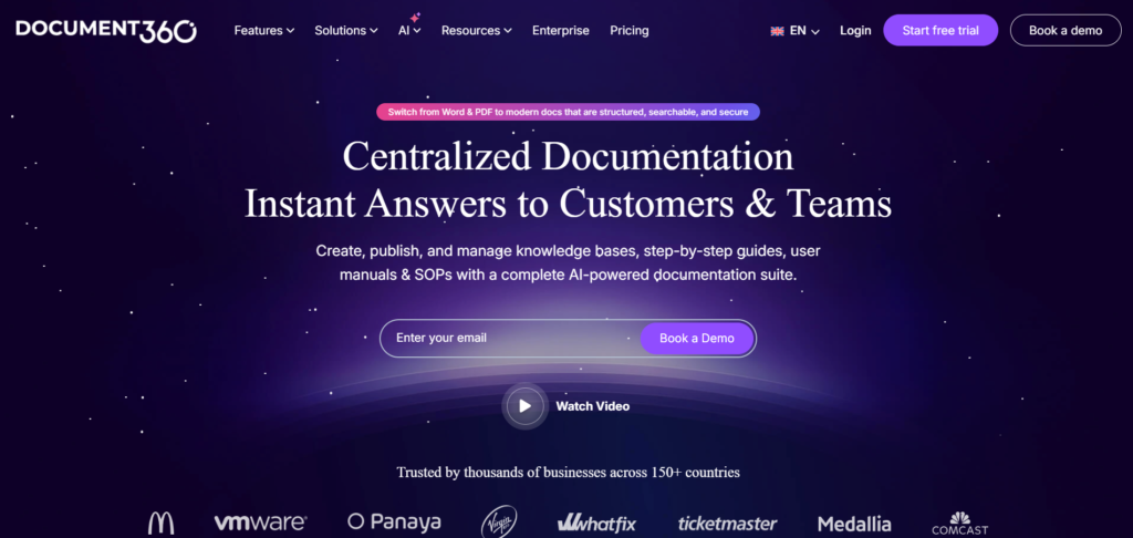 Document360 AI App Homepage