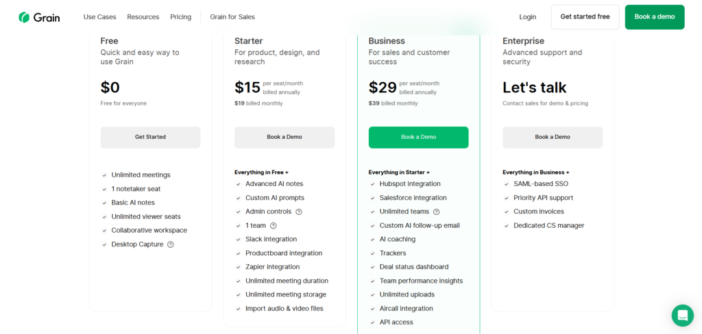 Grain AI App Pricing