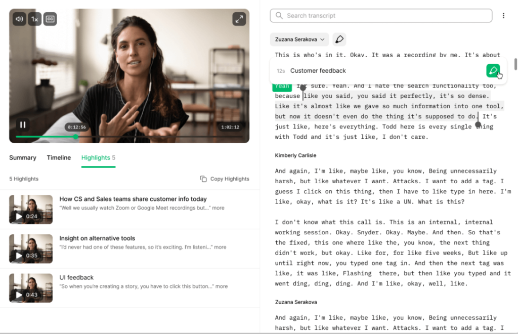 Grain AI App Transcription