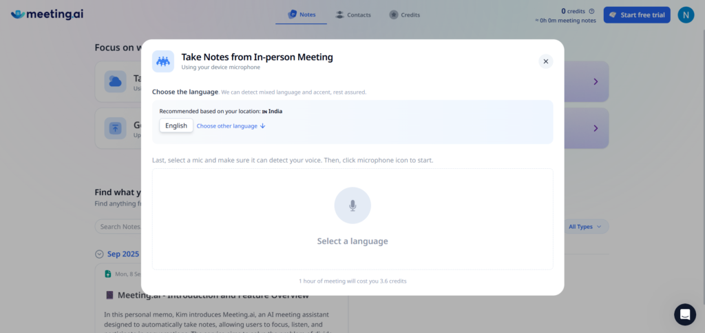 Meeting AI App Inperson Note taking