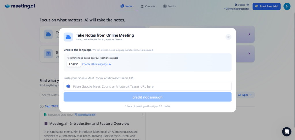 Meeting AI App Note making