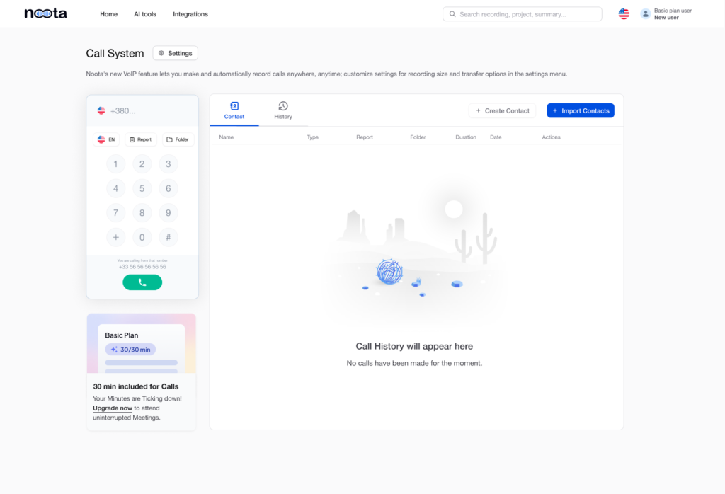Noota AI App call system