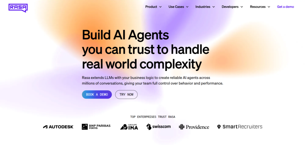 Rasa AI App Homepage