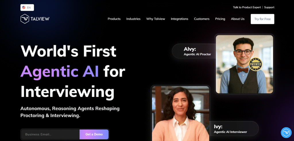 Talview AI App Homepage
